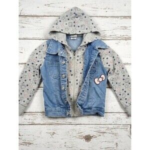 Toddler Girls Hello Kitty Hooded Zip & Button Jacket Size 4T